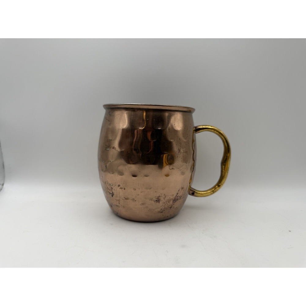 Godinger Hammered Copper Moscow Mule‎ Mug Gold Tone Handle 4" Cocktail Cup